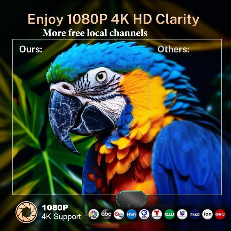 QTEANCOOL TV Antenna for Smart TV Indoor,HD Digital TV Antennas Long Range Signal Reception Up to 900 Miles, Support 4K 1080p All TVs,Easy Installation, Tv Receiver for Local Channels 10ft HDTV Coax Cable - Image 4